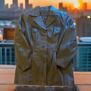 Colebrook Women's Leather 3-Button Jacket Coat Black Size‎ Medium Slash Pockets